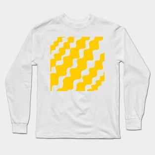 Yellow and white slanting waves pattern Long Sleeve T-Shirt